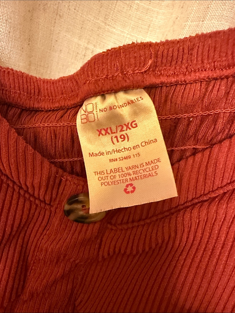 No Boundaries Rust Red Button-Front Mini Dress - Picture 2 of 3